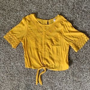 Mustard Tie Front Tee